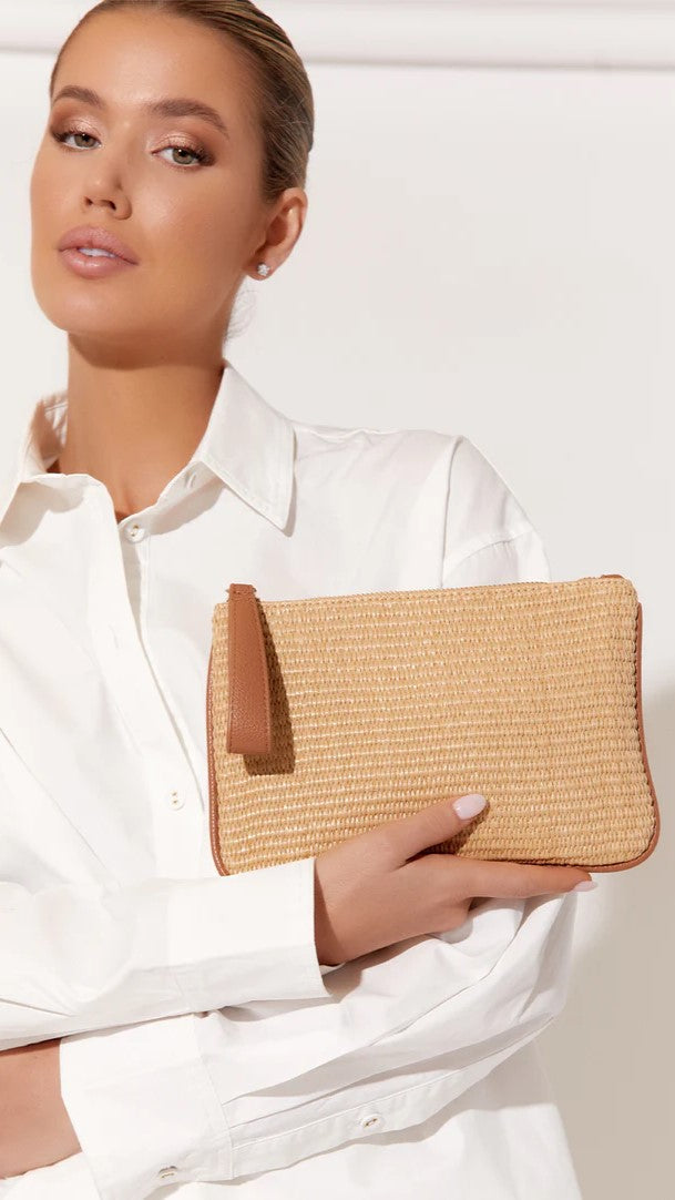 Francesca Weave Pouch - Natural/Tan