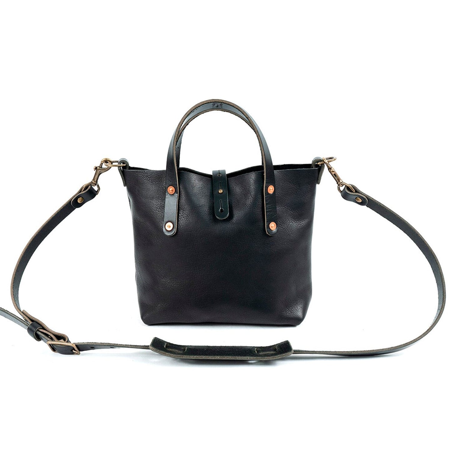 AVERY LEATHER TOTE BAG - MINI CROSSBODY - BLACK BISON