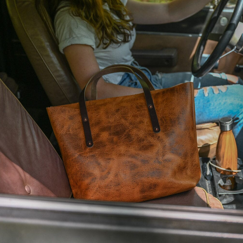 AVERY LEATHER TOTE BAG - LARGE - PEANUT BISON