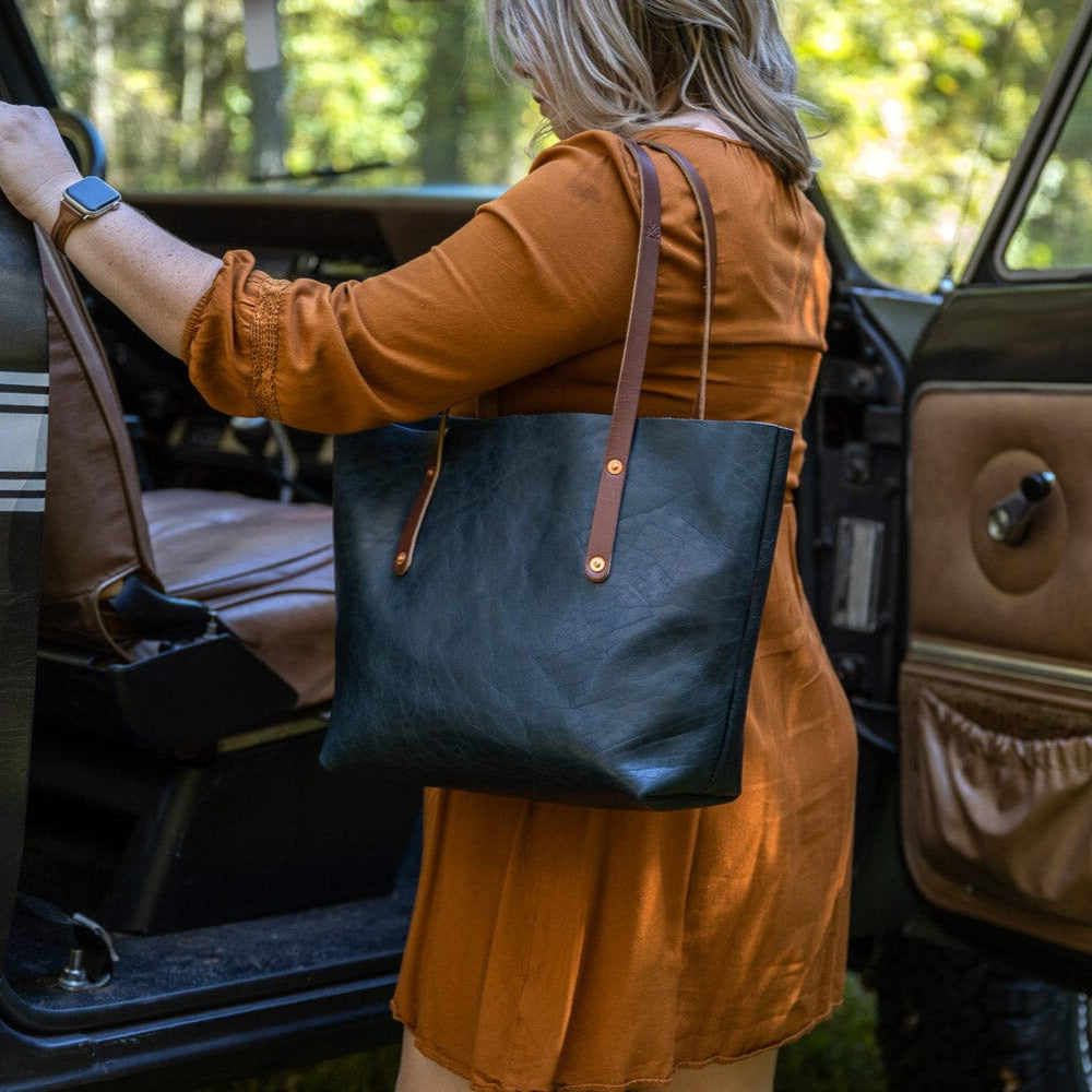 AVERY LEATHER TOTE BAG - MEDIUM - INDIGO BISON