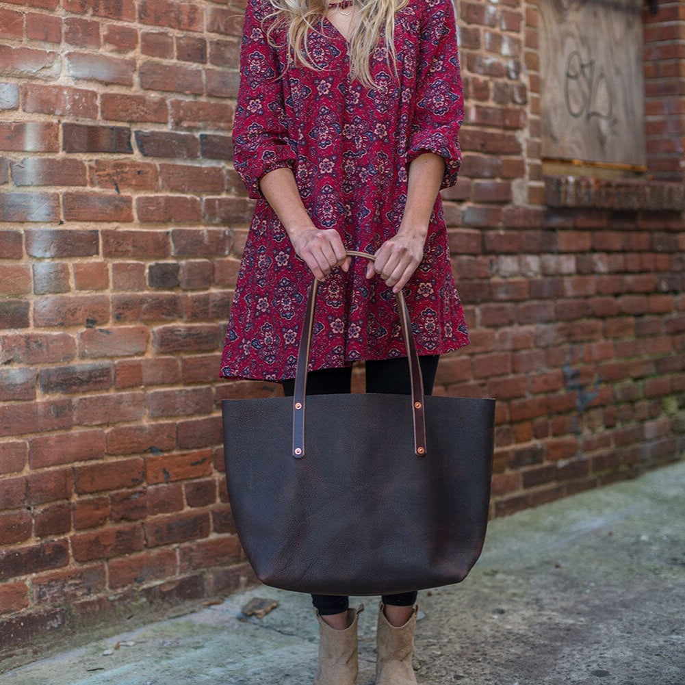 AVERY LEATHER TOTE BAG - LARGE - MOCHA
