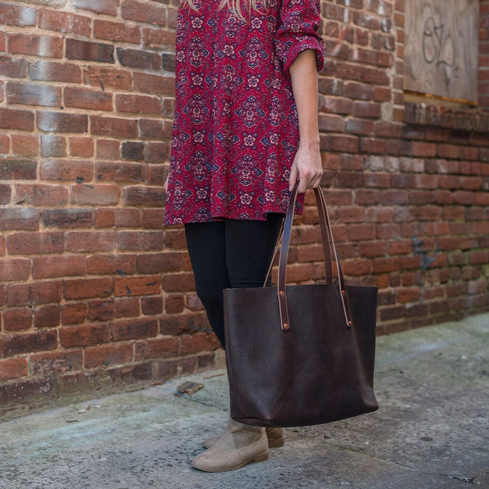 AVERY LEATHER TOTE BAG - LARGE - MOCHA