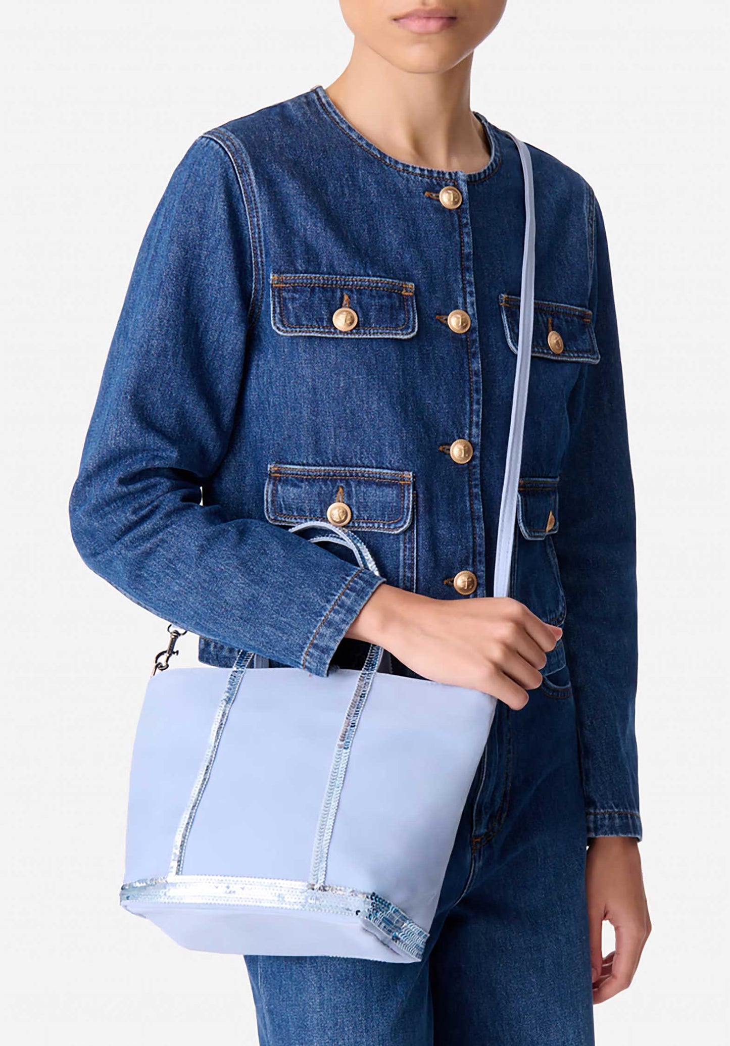 Tote Bag Canvas Cabas S Ve01-v40435 Indigo-Clair
