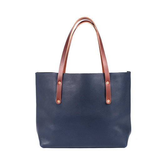 AVERY LEATHER TOTE BAG - LARGE - NAVY