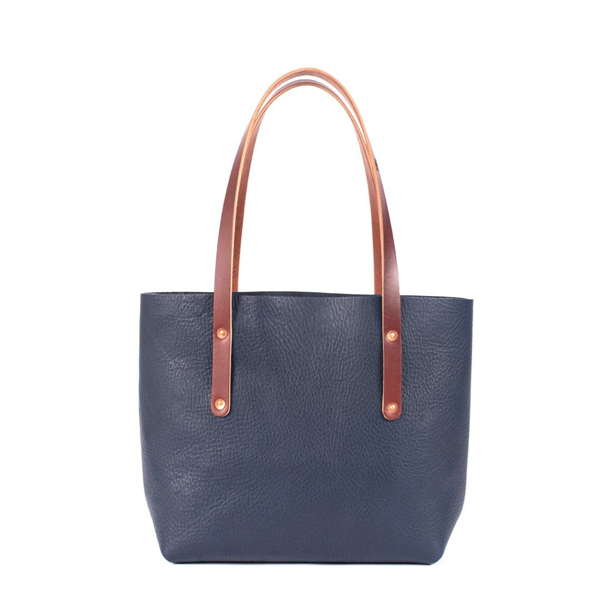 AVERY LEATHER TOTE BAG - SMALL - NAVY