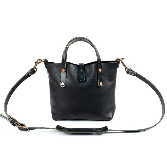 AVERY LEATHER TOTE BAG - MINI CROSSBODY - BLACK BISON