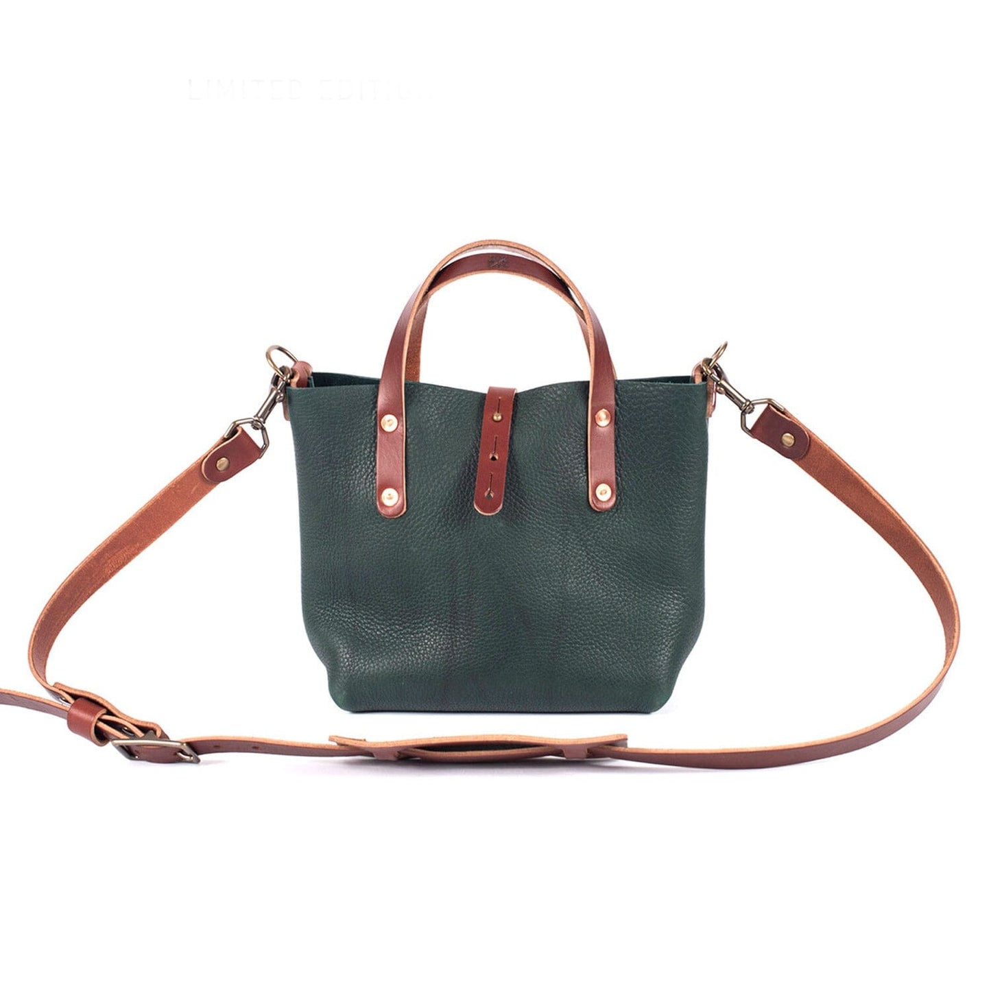 AVERY LEATHER TOTE BAG - MINI CROSSBODY - FOREST GREEN
