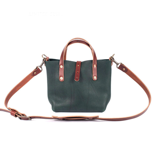 AVERY LEATHER TOTE BAG - MINI CROSSBODY - FOREST GREEN