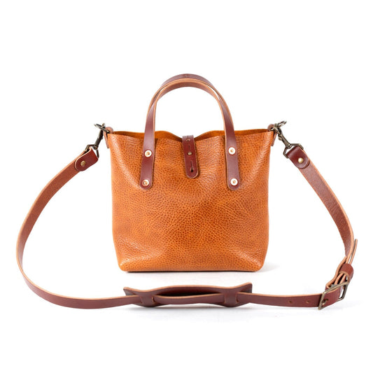 AVERY LEATHER TOTE BAG - MINI CROSSBODY - HONEY