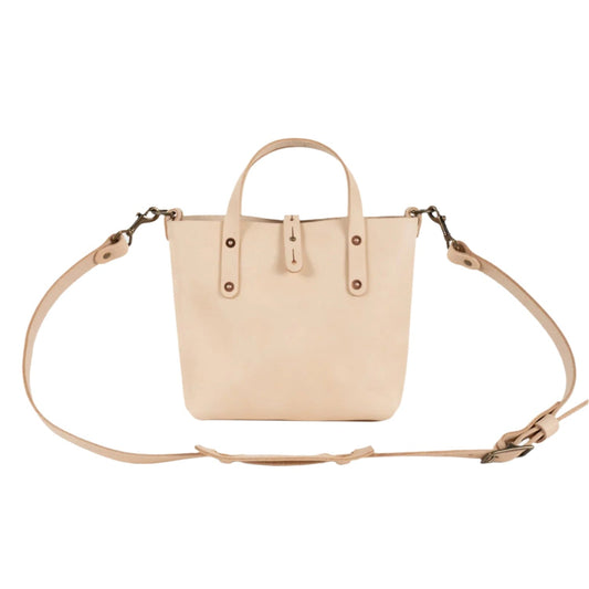 AVERY LEATHER TOTE BAG - MINI CROSSBODY - NATURAL VEG TAN