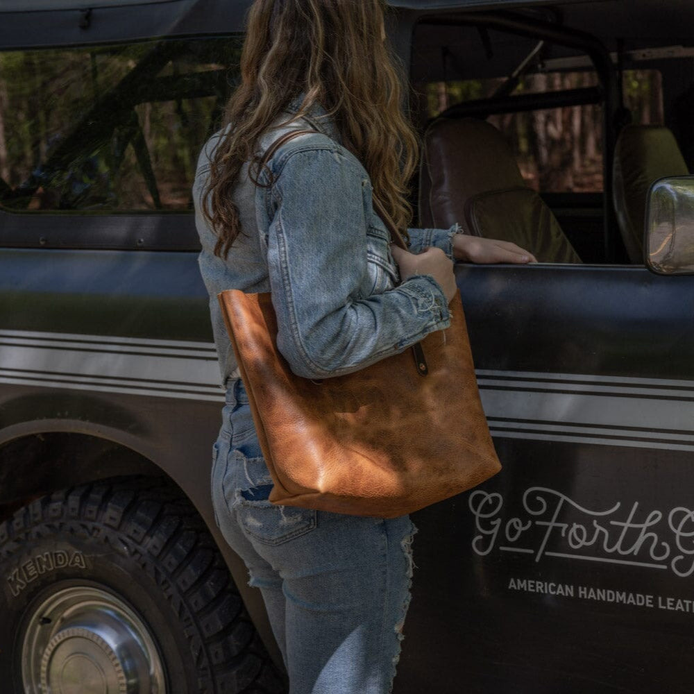 AVERY LEATHER TOTE BAG - MEDIUM - PEANUT BISON