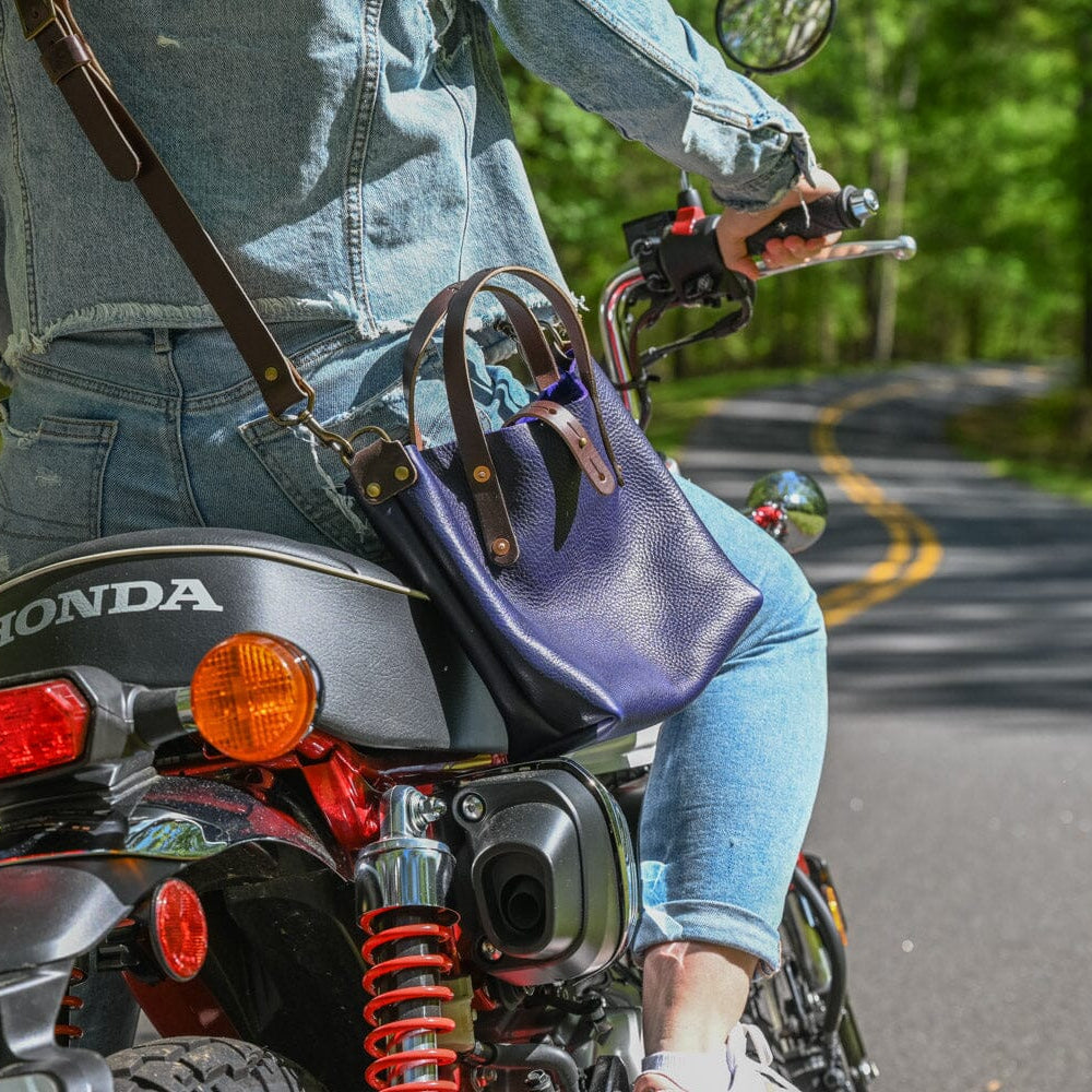 AVERY LEATHER TOTE BAG - MINI CROSSBODY - VIOLET