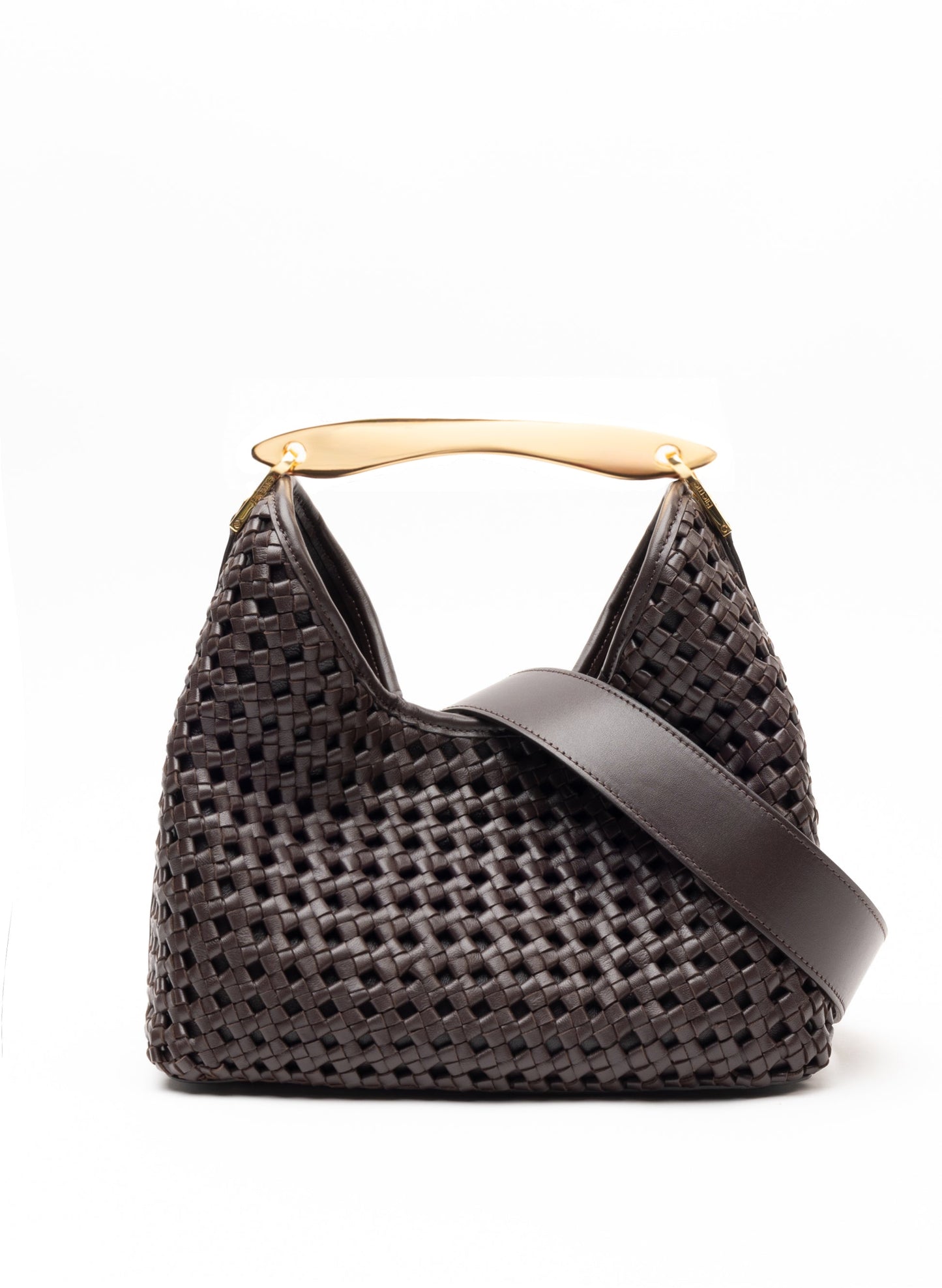 Boomerang Woven Leather Boomerang W Leat Dark-Brown