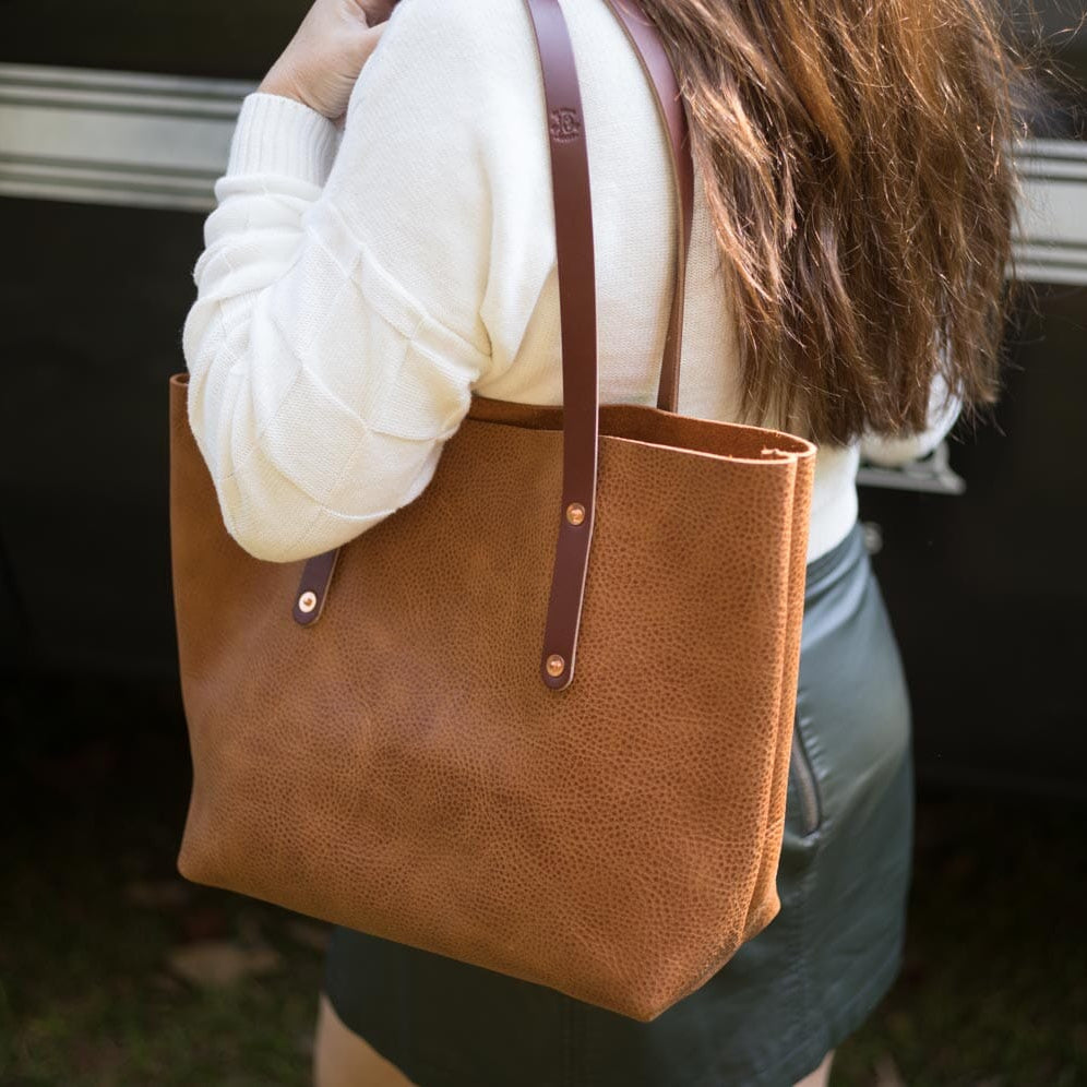 AVERY LEATHER TOTE BAG - SMALL - HONEY