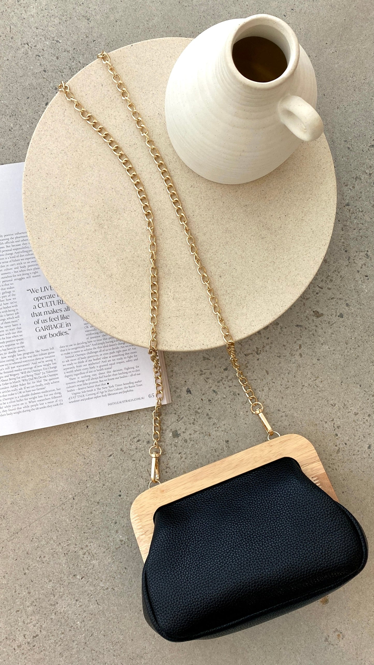 Kimmi Timber Frame Clutch - Black
