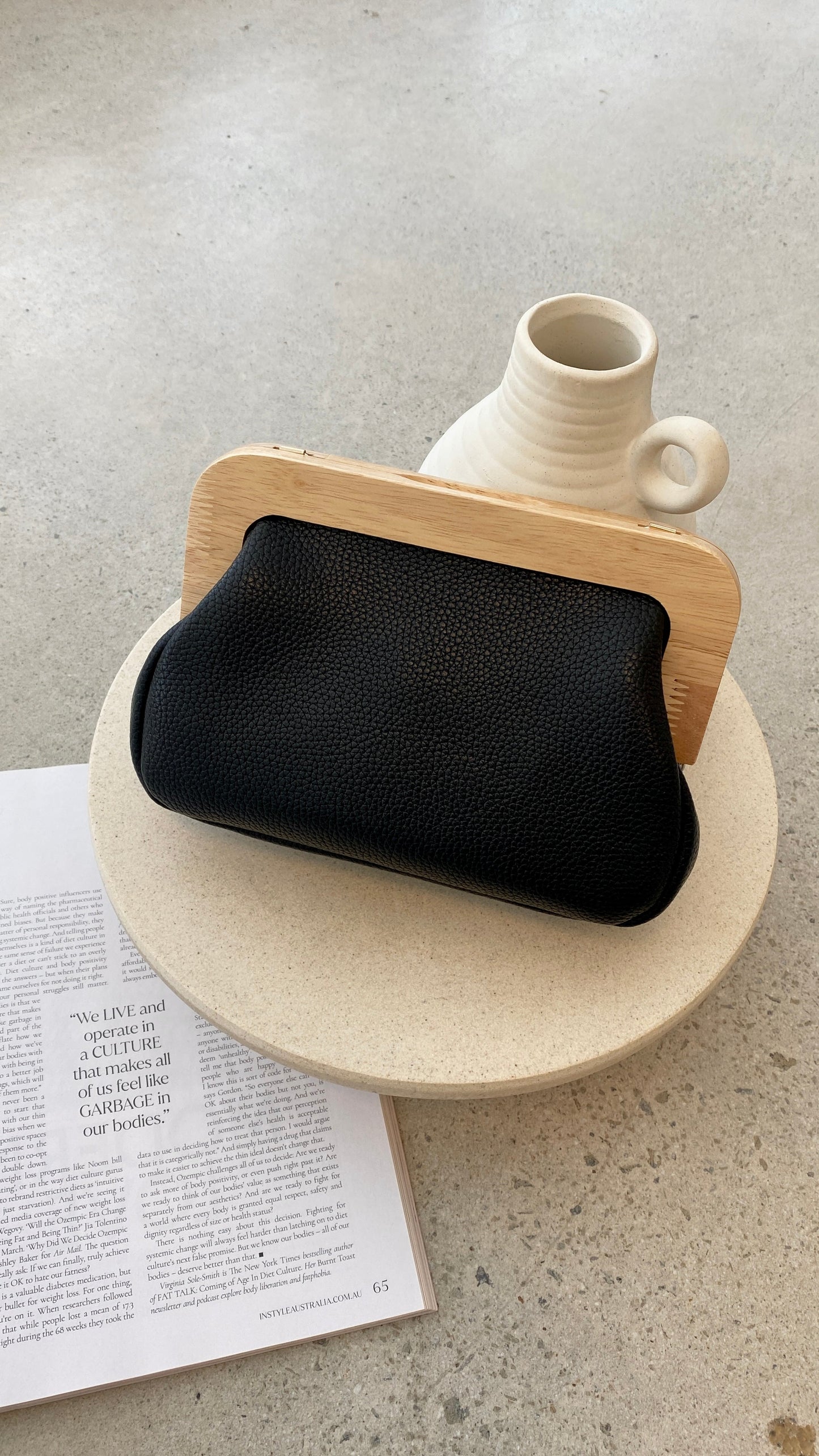 Kimmi Timber Frame Clutch - Black