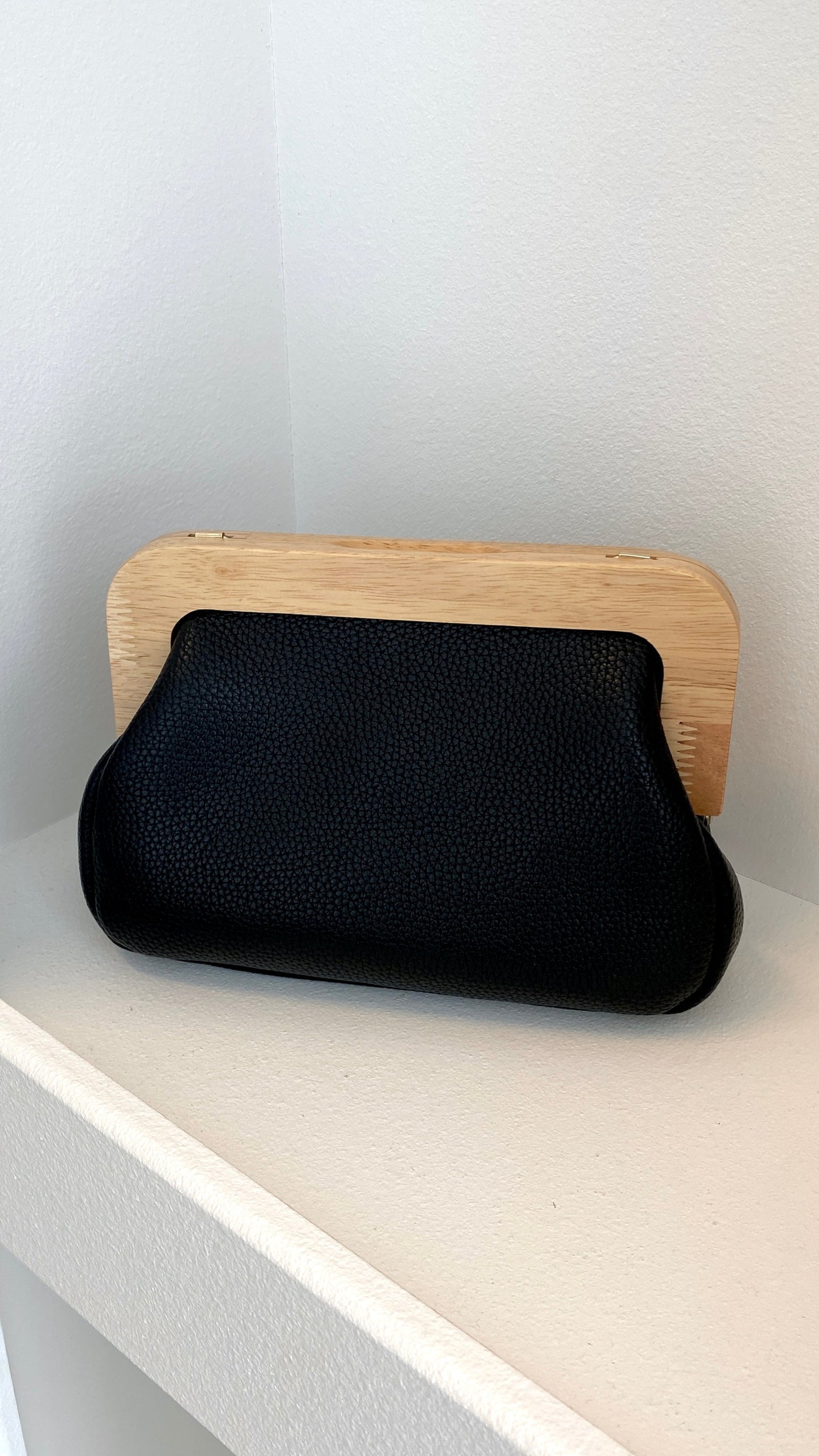 Kimmi Timber Frame Clutch - Black