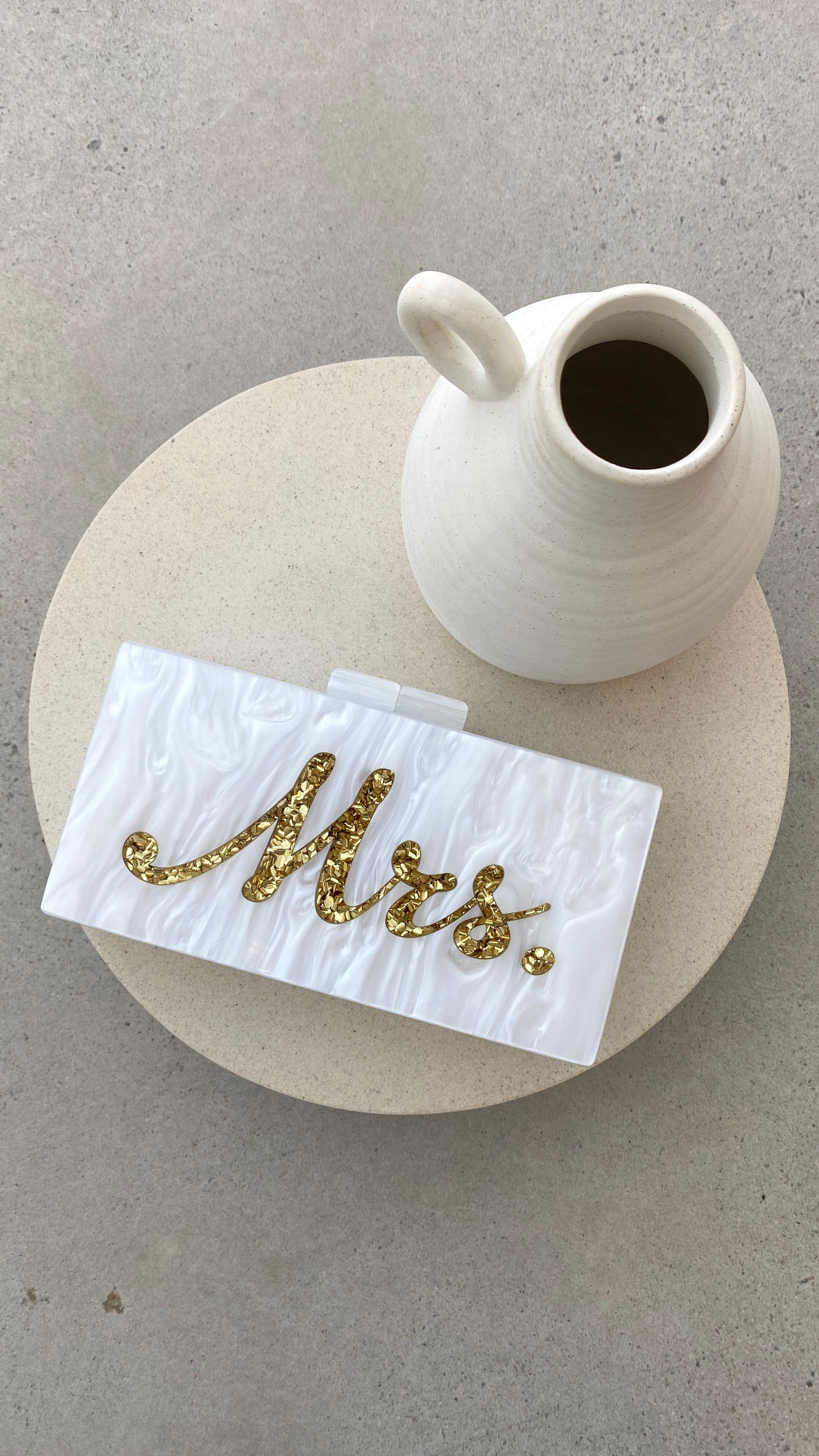 Mrs. Pearla Clutch - White/Gold
