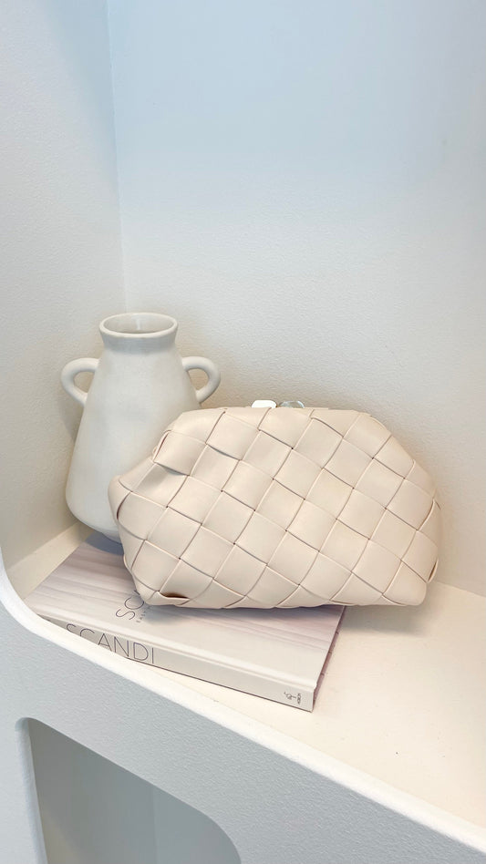 Vasanti Woven Clutch - Beige