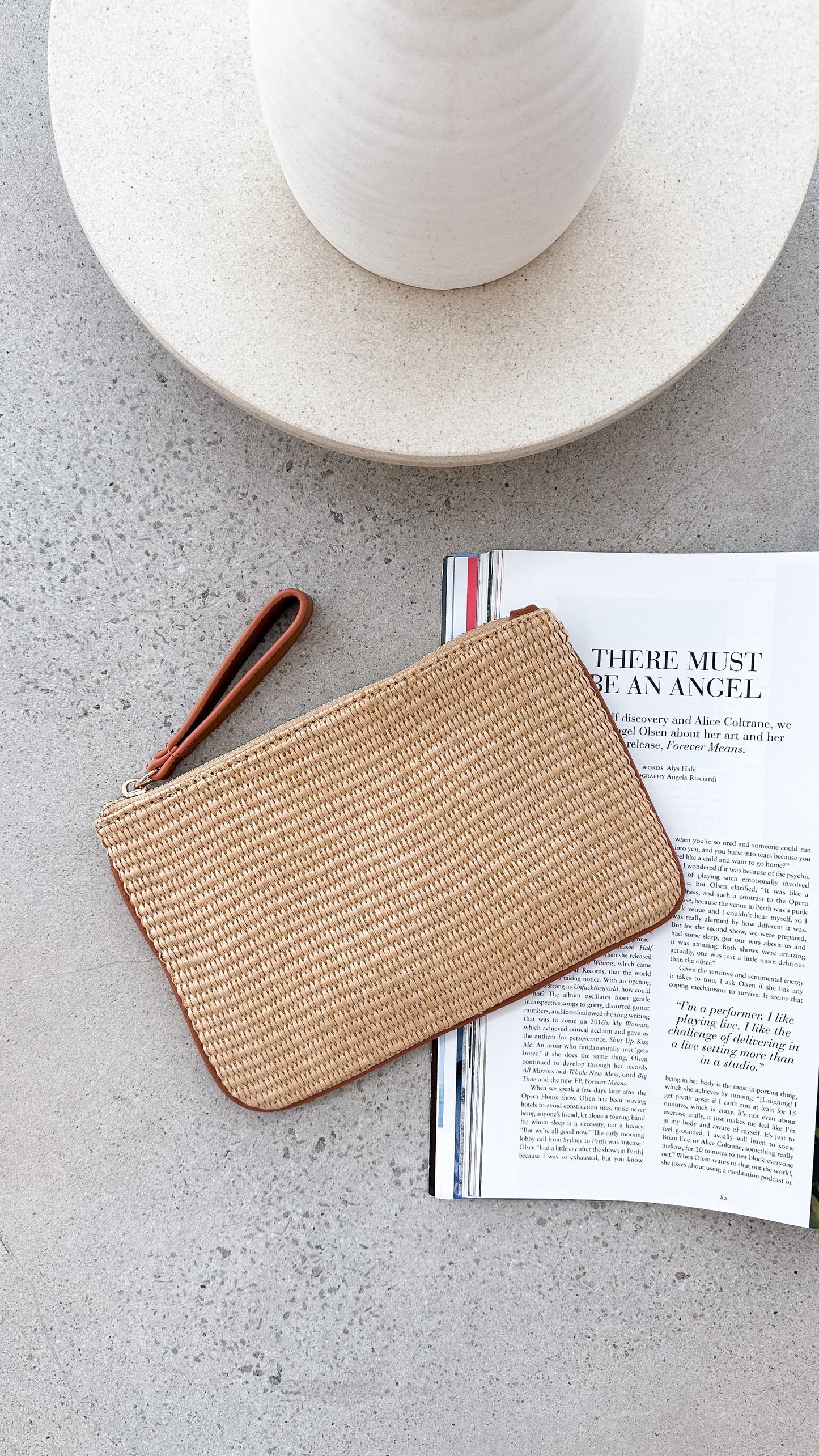 Francesca Weave Pouch -  Natural/Tan