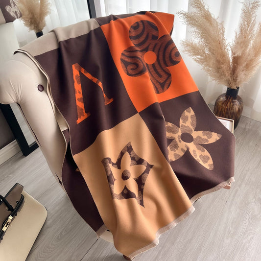 Warm scarf with short tassels and fringe shawl for women 1025082211
