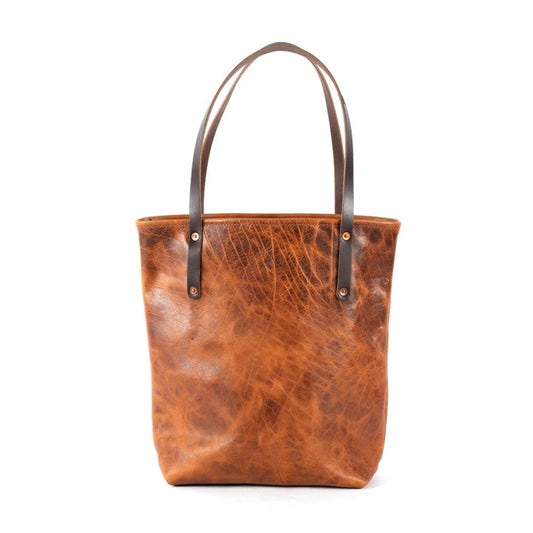 AVERY LEATHER TOTE BAG - SLIM LARGE - PEANUT BISON