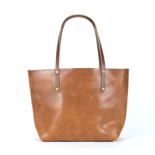 AVERY LEATHER TOTE BAG - LARGE - CARAMEL