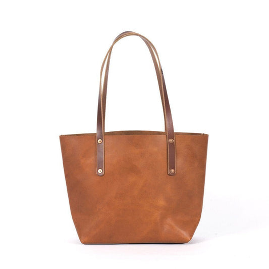 AVERY LEATHER TOTE BAG - MEDIUM - CARAMEL