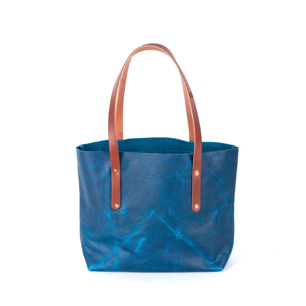 AVERY LEATHER TOTE BAG - MEDIUM - COBALT BISON