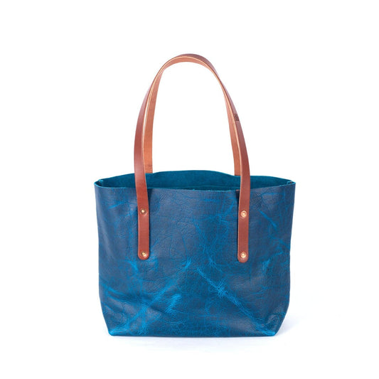 AVERY LEATHER TOTE BAG - MEDIUM - COBALT BISON
