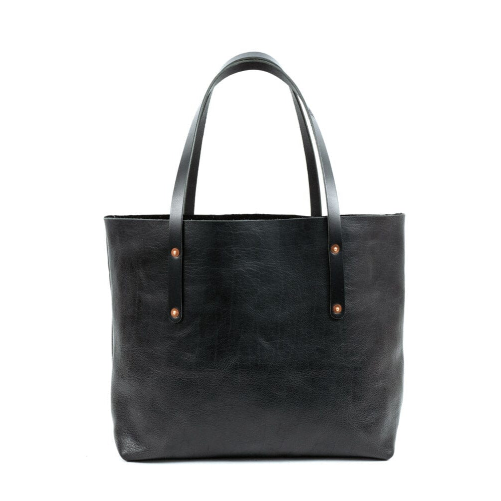 AVERY LEATHER TOTE BAG - LARGE - BLACK BISON