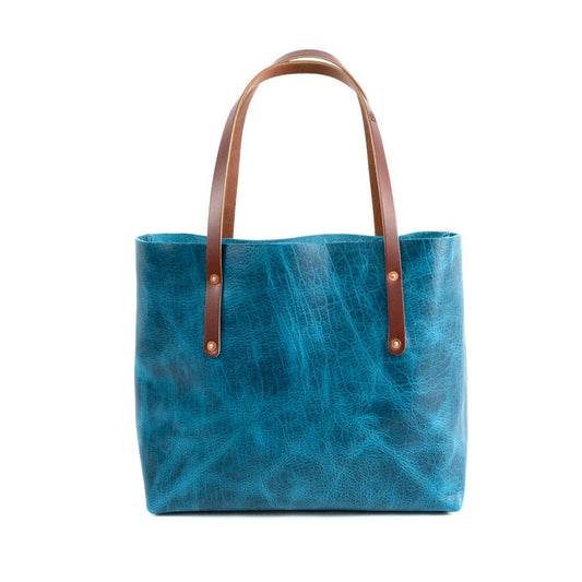 AVERY LEATHER TOTE BAG - LARGE - COBALT BISON