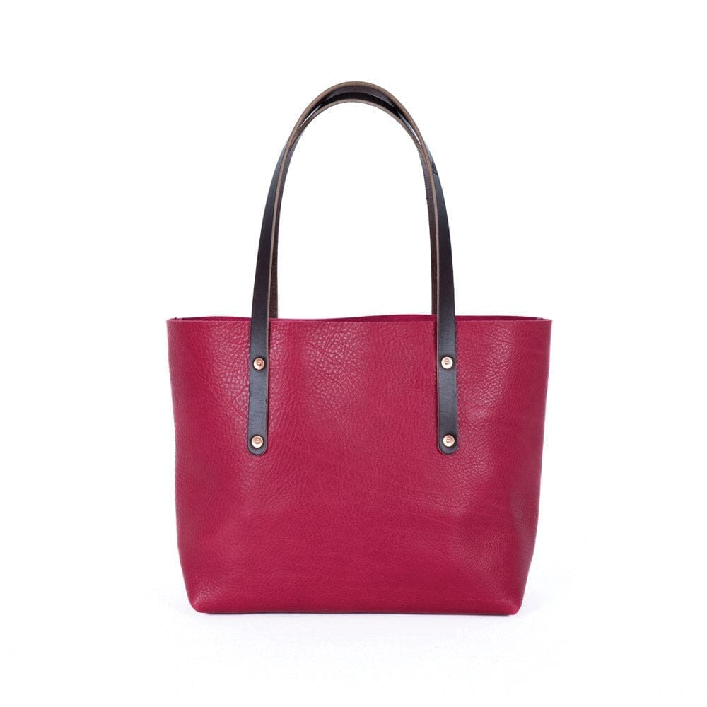 AVERY LEATHER TOTE BAG - SMALL - FUCHSIA