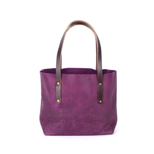 AVERY LEATHER TOTE BAG - MEDIUM - GRAPE BISON