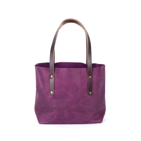 AVERY LEATHER TOTE BAG - SMALL - GRAPE BISON