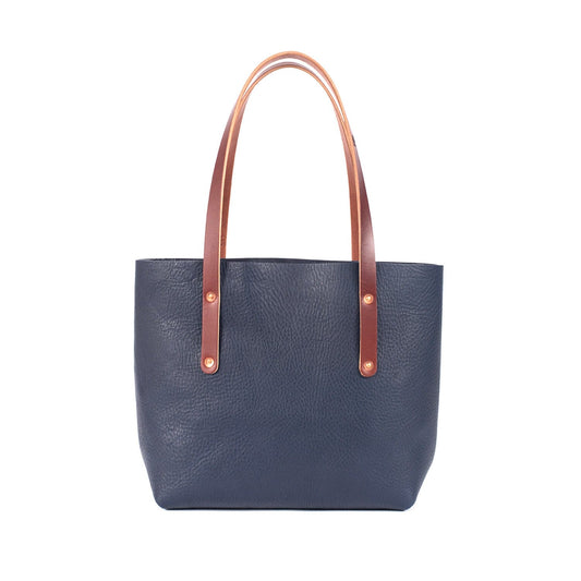 AVERY LEATHER TOTE BAG - MEDIUM - NAVY