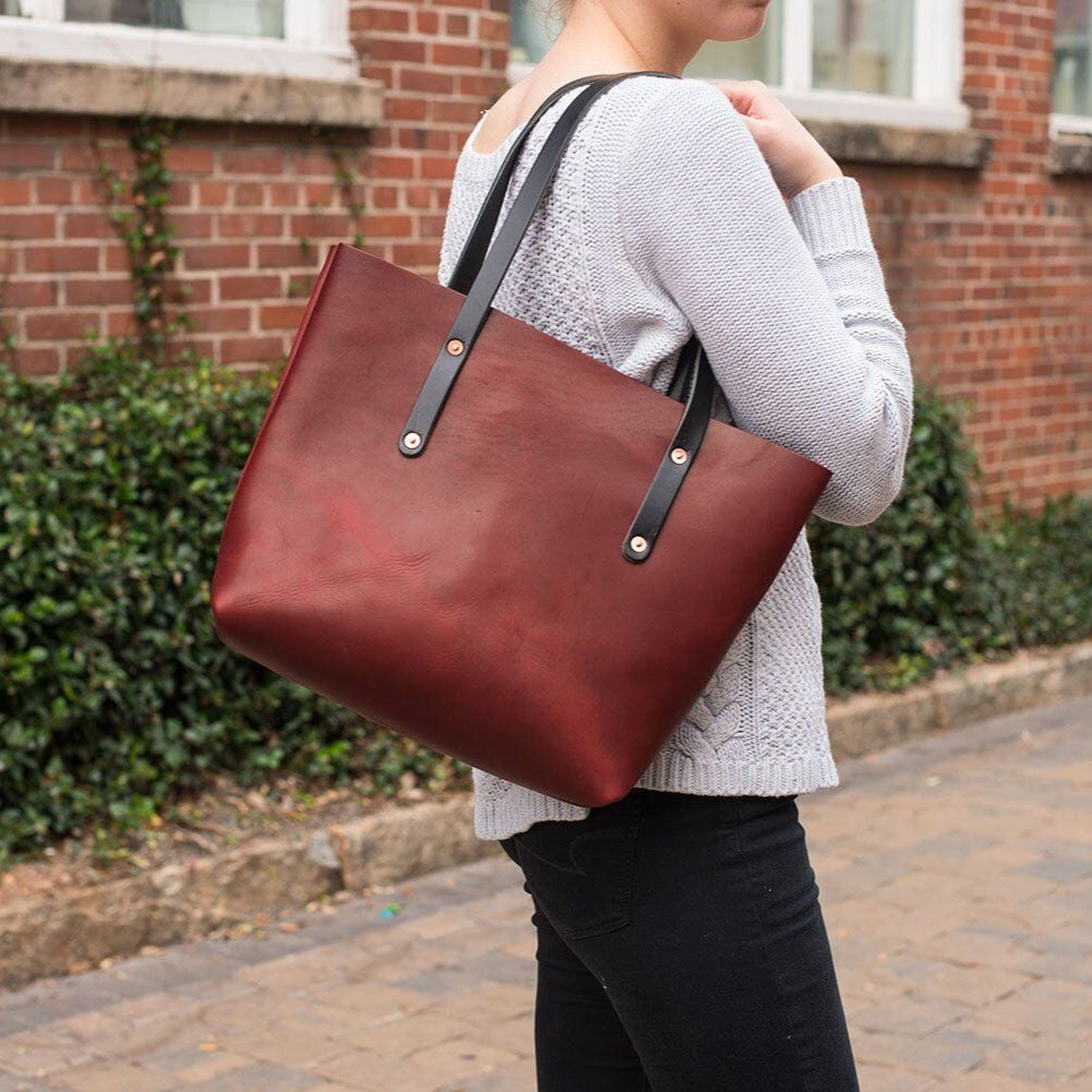 AVERY LEATHER TOTE BAG - MEDIUM - OXBLOOD
