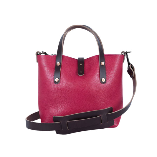 AVERY LEATHER TOTE BAG - MINI CROSSBODY - FUCHSIA