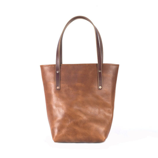 AVERY LEATHER TOTE BAG - SLIM LARGE - CARAMEL