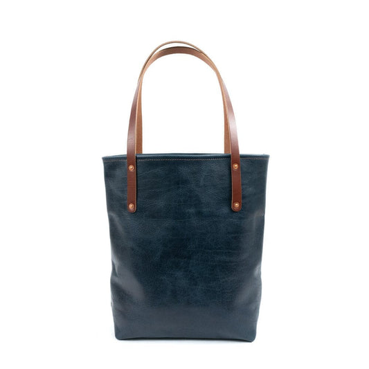 AVERY LEATHER TOTE BAG - SLIM LARGE - INDIGO BISON