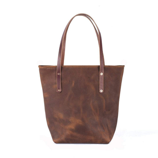 AVERY LEATHER TOTE BAG - SLIM LARGE - FUCHSIA