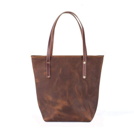 AVERY LEATHER TOTE BAG - SLIM LARGE - NAVY