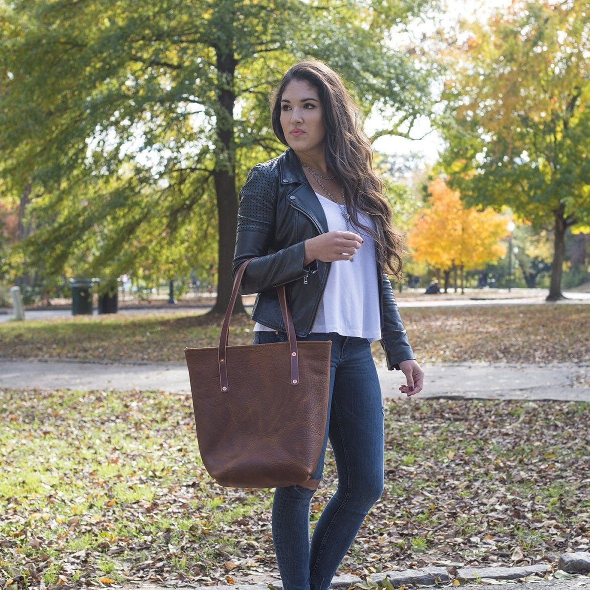 AVERY LEATHER TOTE BAG - SLIM LARGE - OXBLOOD