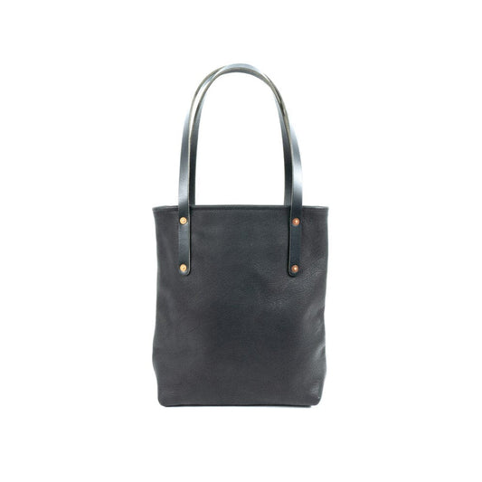 AVERY LEATHER TOTE BAG - SLIM MEDIUM - BLACK BISON