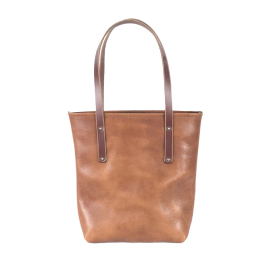 AVERY LEATHER TOTE BAG - SLIM MEDIUM - CARAMEL