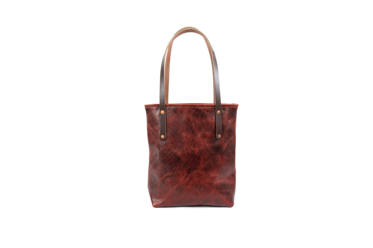 AVERY LEATHER TOTE BAG - SLIM MEDIUM - REDWOOD BISON