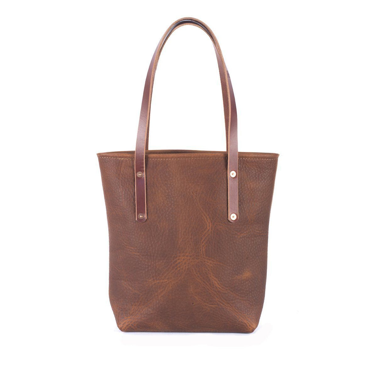 AVERY LEATHER TOTE BAG - SLIM MEDIUM - SADDLE