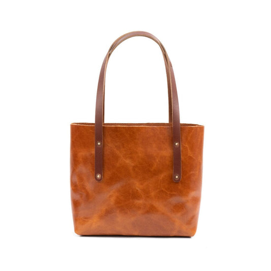 AVERY LEATHER TOTE BAG - SMALL - CARAMEL