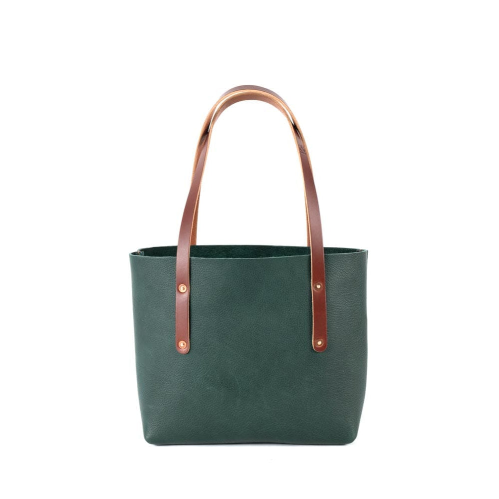 AVERY LEATHER TOTE BAG - SMALL - FOREST GREEN
