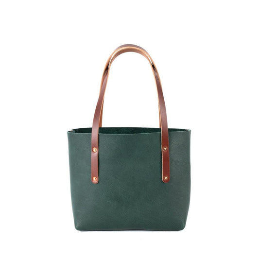 AVERY LEATHER TOTE BAG - SMALL - FOREST GREEN